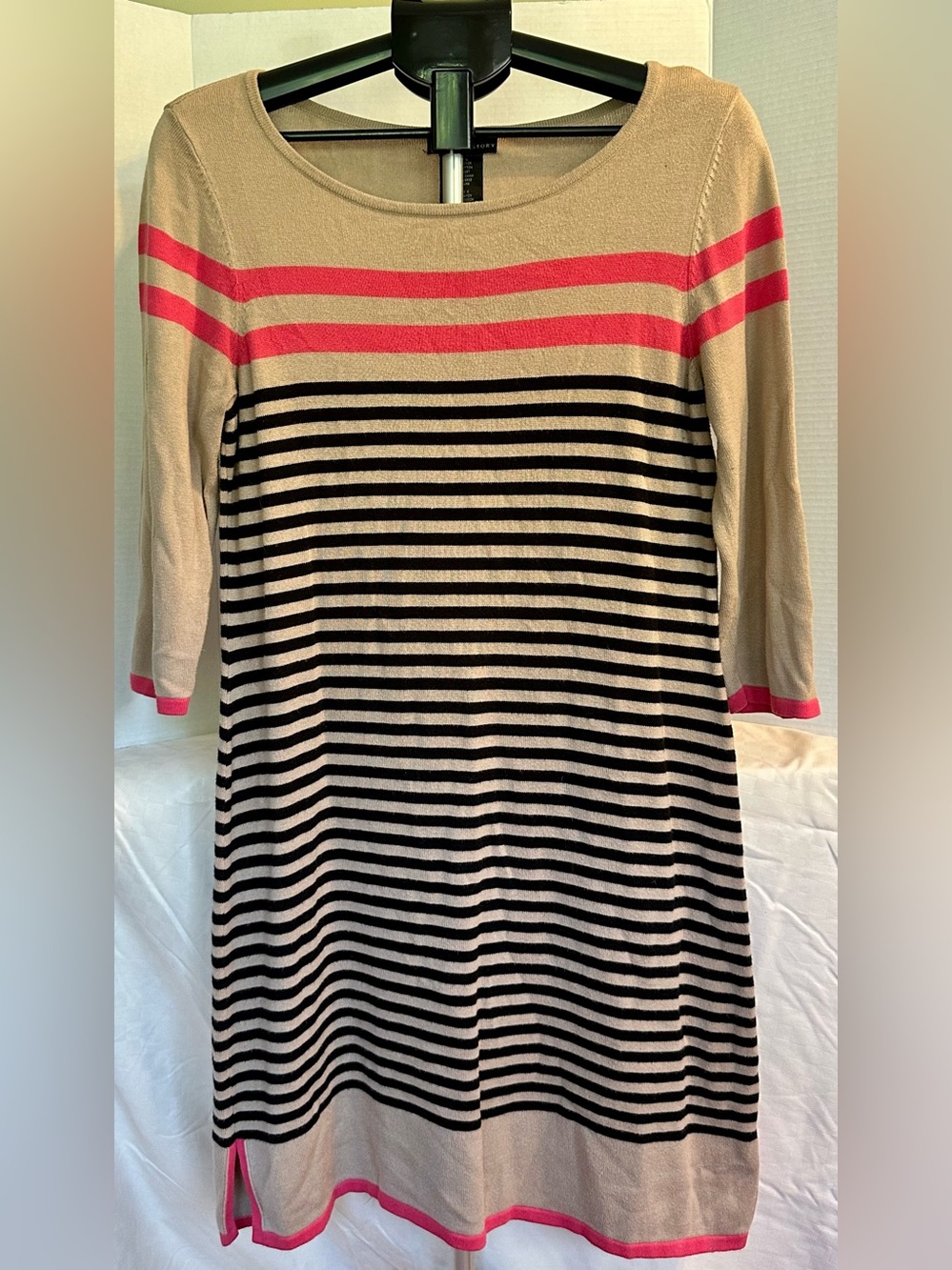 Design History Beige, Black & Pink Striped Knit Dress
